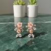 KOLRT-Blossom Elegance Pink Floral Crystal Drop Earrings
