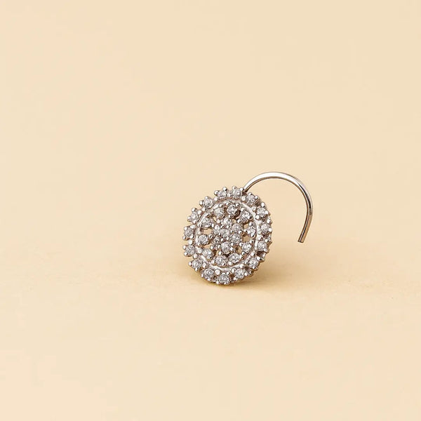 925 Silver Round Floral Pattern Nose Pin for Women