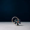 Silver Floral Nose Pin with Turquoise Enamel & Pink Stone