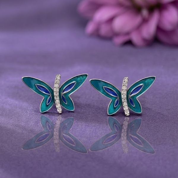 925 Sterling Silver Butterfly Stud Earrings – Elegant Nature-Inspired Jewelry