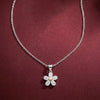 “Crystal Flower Pendant Necklace – Two-Tone Sparkle”