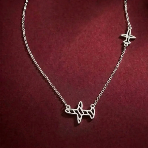 925 Silver Airplane Pendant Necklace