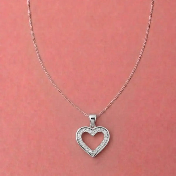 “Dainty Heart Outline Necklace – Elegant Love Pendant”