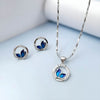 Elegant Silver Butterfly Pendant with Matching Stud Earrings Set