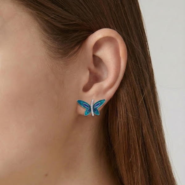 925 Sterling Silver Butterfly Stud Earrings – Elegant Nature-Inspired Jewelry
