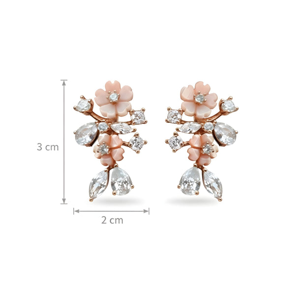 KOLRT-Blossom Elegance Pink Floral Crystal Drop Earrings