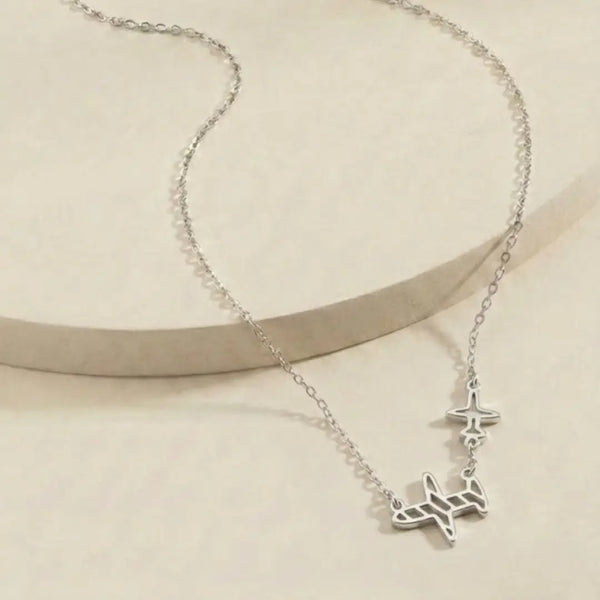 925 Silver Airplane Pendant Necklace