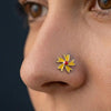 Elegant Silver Nose Stud – Yellow Petal Floral Style