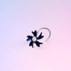 Silver Floral Nose Pin with Blue Enamel & Opal Stone