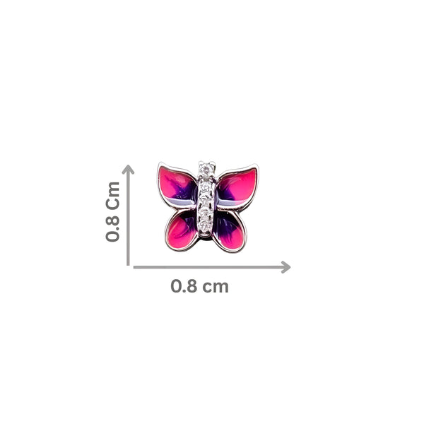 925 Sterling Silver Pink & Purple Butterfly Stud Earrings for Girls