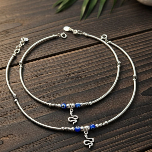 Stylish Silver Evil Eye Anklet for Women