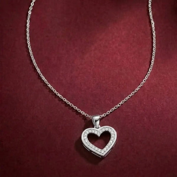 “Dainty Heart Outline Necklace – Elegant Love Pendant”