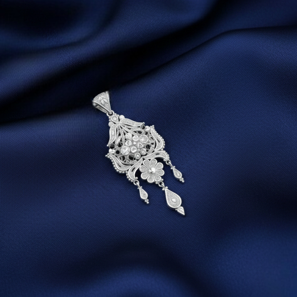 Floral Silver Pendant – 925 Hallmarked Jewellery