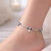 Modern Silver Anklet Design with Blue Bead Detailing