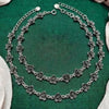 Stylish Black Flower Silver Anklet Set for Women