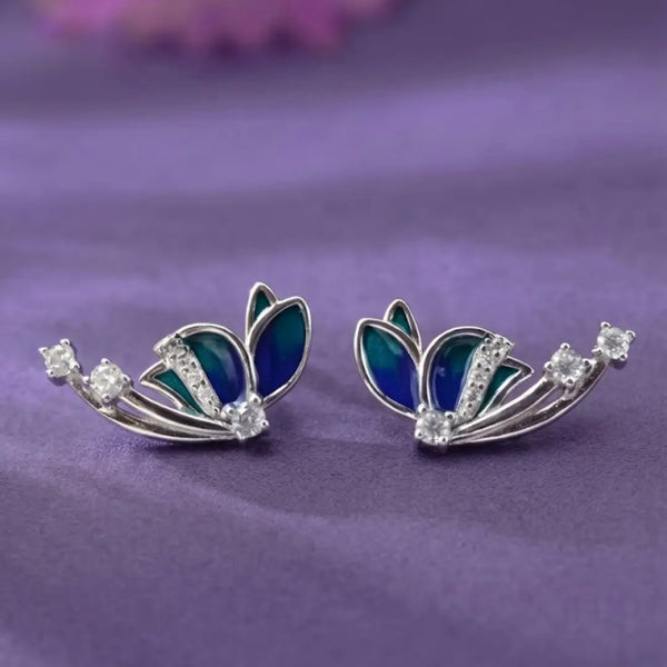 Blue Flower Sterling Silver Earrings