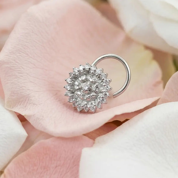 925 Silver Floral Cluster Nose Pin for Women