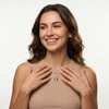 Elegant Silver Butterfly Pendant with Green Enamel Earrings Set