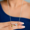 Women’s 925 Silver Tennis Racket “Heartbeat” Necklace with Green Enamel Ball