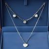 925 Sterling Silver Double Layer Heart Pendant Necklace for Women