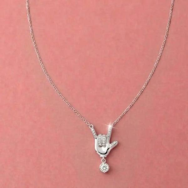 “Silent Love” ASL Hand Sign Pendant Necklace