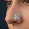 925 Silver Round Floral Pattern Nose Pin for Women