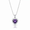 925 Sterling Silver Amethyst Heart Chain Pendant for Women