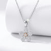 “Crystal Flower Pendant Necklace – Two-Tone Sparkle”