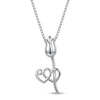 Delicate Tulip with Twin Hearts Pendant