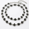 Stylish Black Flower Silver Anklet Set for Women