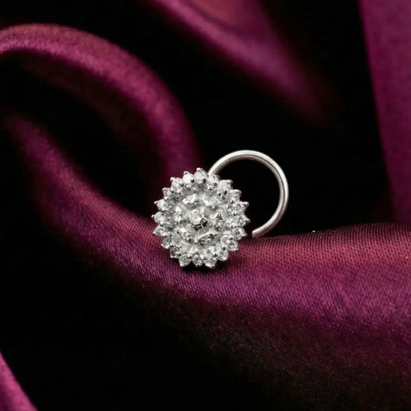 925 Silver Floral Cluster Nose Pin for Women