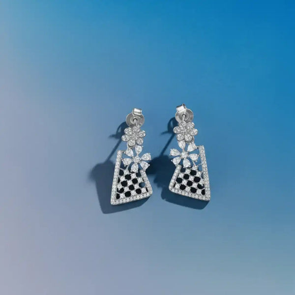 Floral Elegance Silver Triangle Jewelry Set