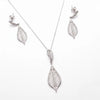 Nature’s Elegance Leaf Jewelry Set – Silver Pendant & Earrings