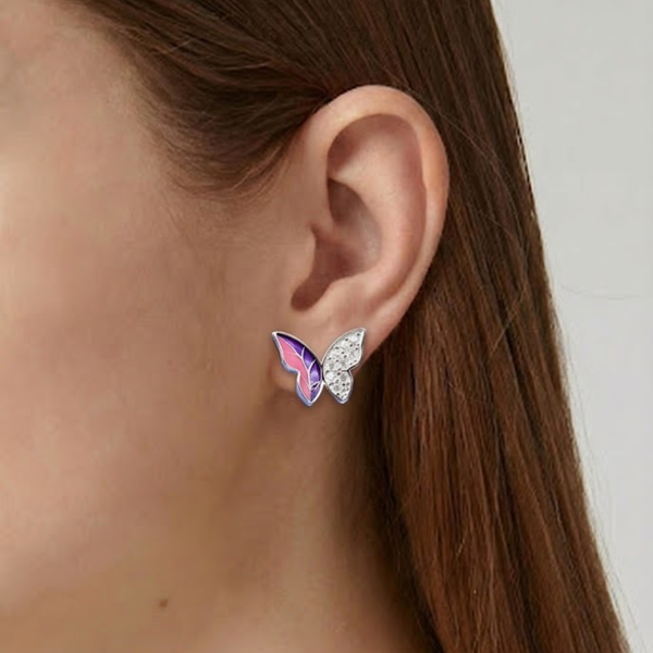 925 Sterling Silver Pink-Purple Butterfly Earring– KOLRT